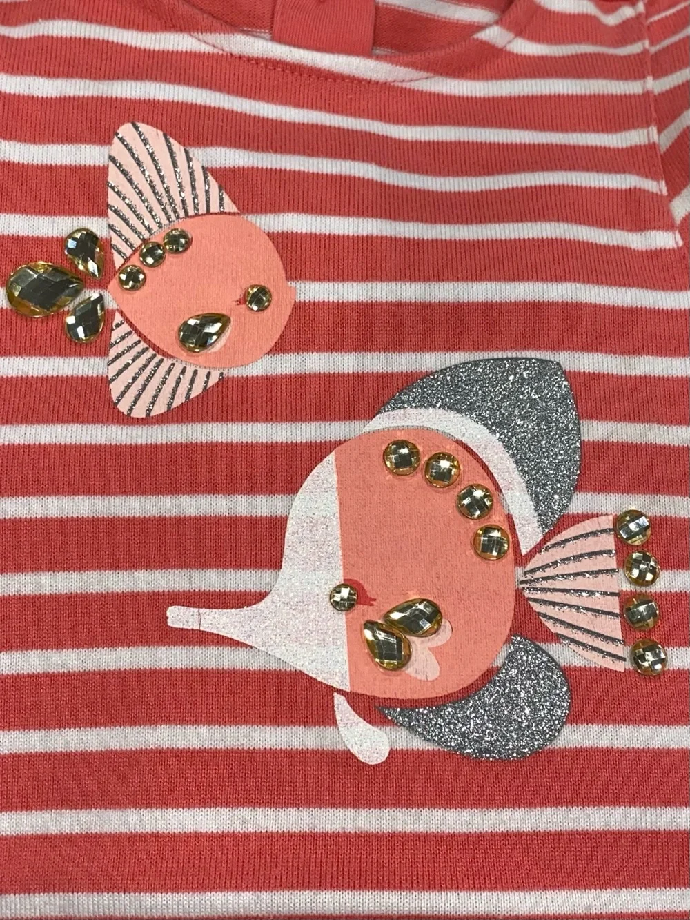 Gymboree Girls Mermaid Cove Coral and White Stripe Fish Dress Size 4